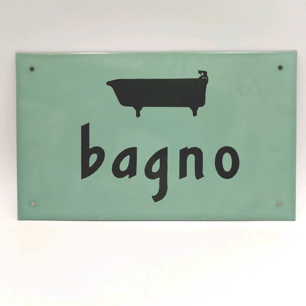 Anthropologie Bagno Metal Sign Mummert Vintage Style Clawfoot Tub Bath Decor USA